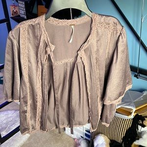 Free People front-tie lace blouse